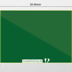 Ein 20-Meter-Rechteck mit Hütchen an den Ecken. Perfekt für einen Cooper-Lauf zur Ausdauerprüfung.