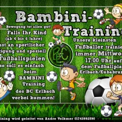 Bambini-Training: Kleine Fußballer (4-6 J.) trainieren mittwochs 17 Uhr auf dem Fußballplatz Erlbach/Eubabrunn. Spaß am Ball!