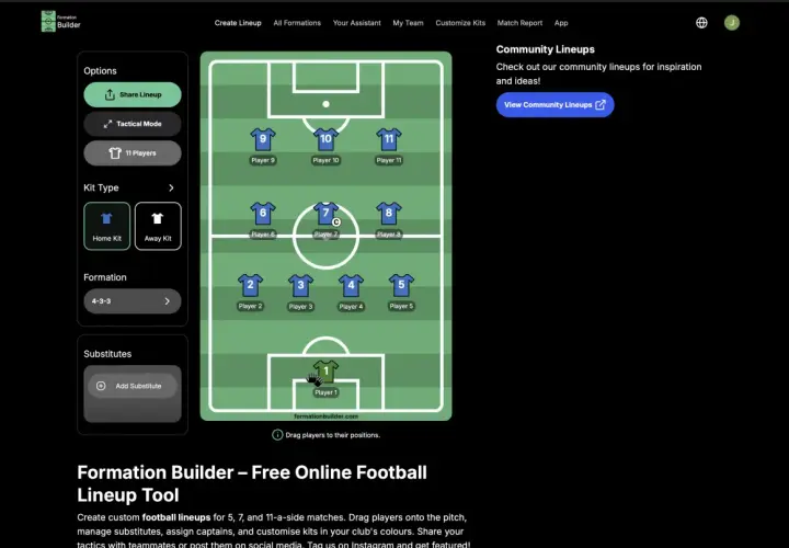 Mit diesem Tool kannst du deine eigene Fußball Aufstellung erstellen. Wähle Spieler, Formation und Trikots für dein Team.