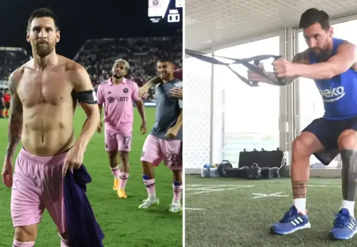 Messi, mit seinen kräftigen Beinen, auf dem Spielfeld und beim Training.