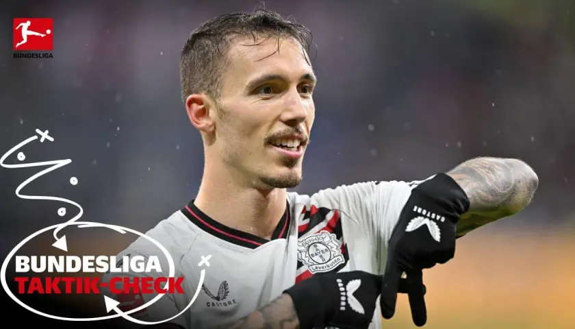 Alejandro Grimaldo, Spieler von Bayer Leverkusen, im Taktik-Check der Bundesliga.