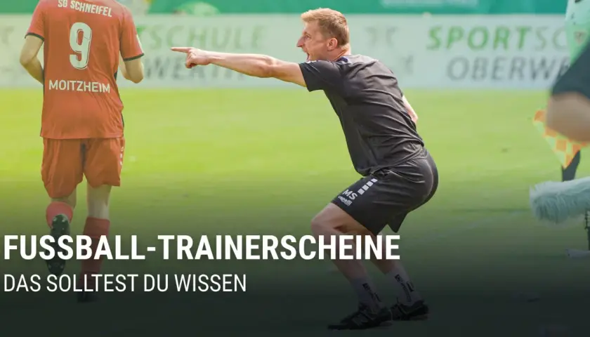 Fußballtrainer gibt Anweisungen. Ab welcher Jugend braucht man einen Trainerschein? Das erfährst du hier.