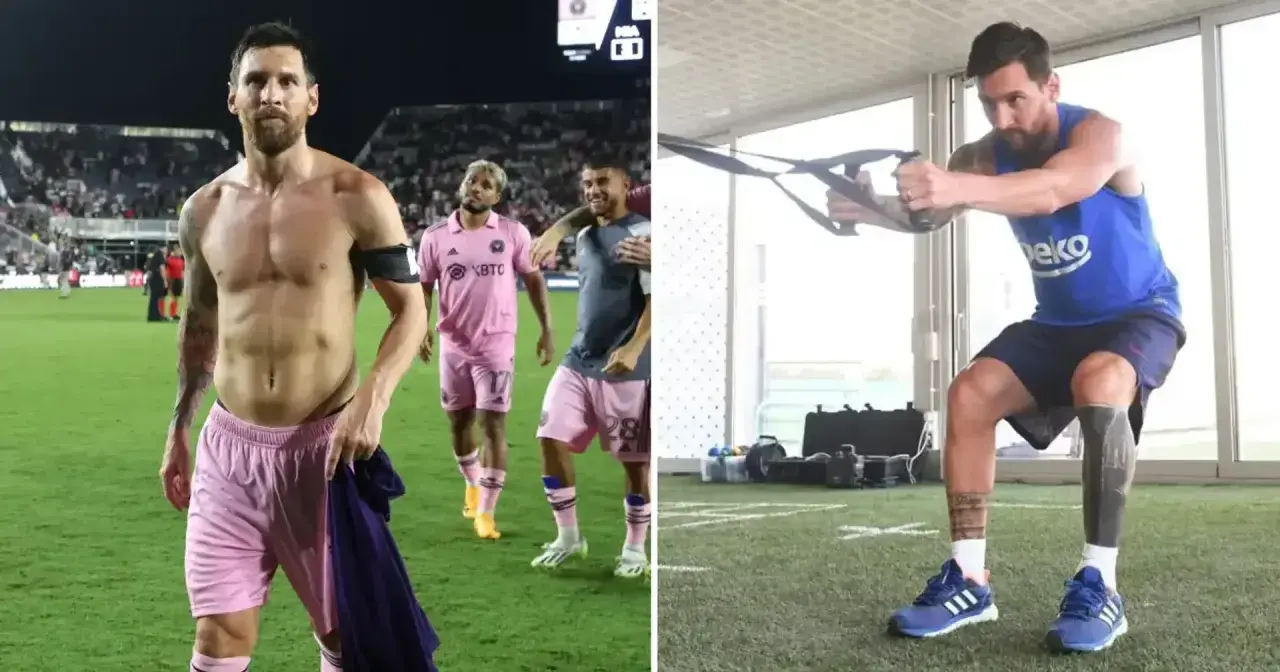 Messi, mit seinen kräftigen Beinen, auf dem Spielfeld und beim Training.