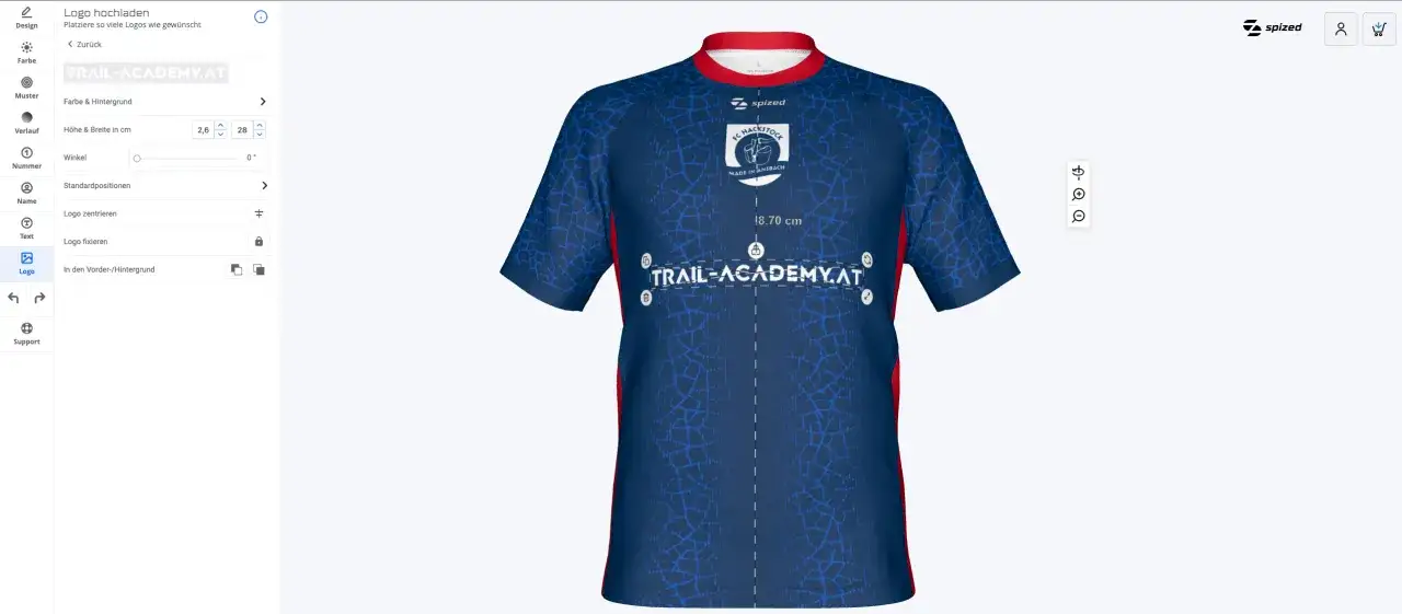 Das Design eines Trikots mit dem Logo 