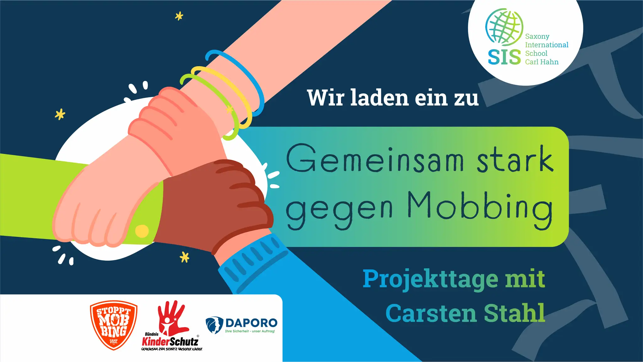 Hände reichen sich zum Zeichen gegen Mobbing im Verein.